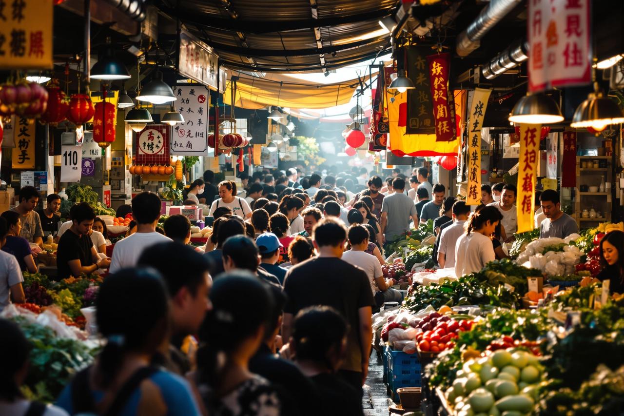 某大牌明星被拍到低调逛菜市场，接地气形象获赞